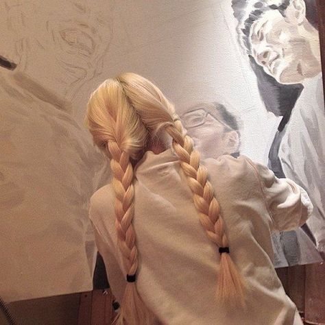 Blonde Aesthetic, 2 Braids, Blonde Braids, How To Lighten Hair, Grunge Hair, How To Pose, Aesthetic Hair, About Hair, Bridesmaid Hair