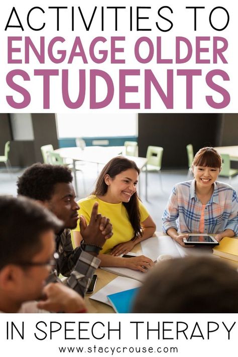 Do you have any older students that quickly lose interest in speech therapy activities? Find some NEW ways to engage them! Try these FIVE STRATEGIES to help peak your students' interest in therapy again, which will result in more ENGAGEMENT and more PRODUCTIVE sessions! Social Thinking Activities, High School Speech, Speech Therapy Activities Elementary, Kids Speech Therapy, Articulation Therapy Activities, Speech Therapy Activities Language, High School Speech Therapy, Slp Materials, Middle School Activities