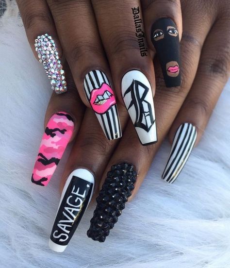 Crazy Nails, Exotic Nails, Coffin Nails Long, Fire Nails, Coffin Nails Designs, Bling Nails, Pretty Acrylic Nails, Dope Nails, Best Acrylic Nails