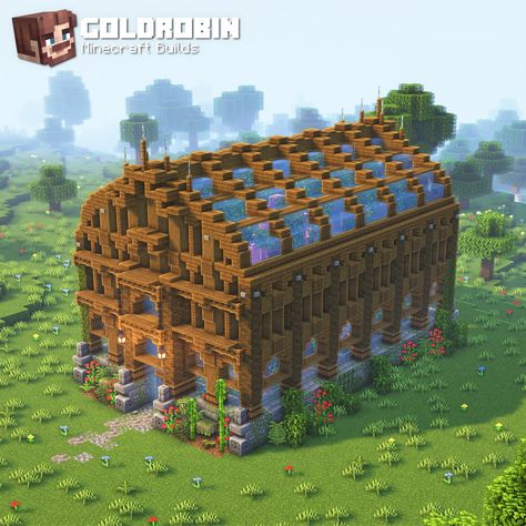 (1) Itens salvos / Twitter Cottage Core Greenhouse Minecraft, Minecraft Farming Ideas Design, Minecraft Fantasy Greenhouse, Minecraft Big Greenhouse, Minecraft Medieval Greenhouse, Minecraft Witch Garden, Minecraft Medieval Factory, Mc Greenhouse, Minecraft Warehouse Ideas