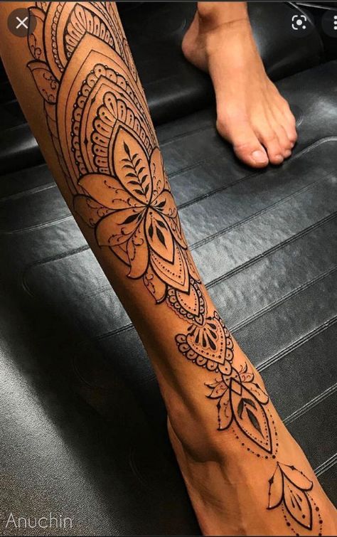 Cuff Tattoo, Shin Tattoo, Floral Thigh Tattoos, Anklet Tattoos, Leg Tattoos Women, Calf Tattoo, Arm Tattoos For Women, Foot Tattoo, Sleeve Tattoos For Women