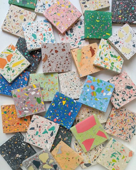 Recycled Terrazzo, Katie Gillies, Concrete Terrazzo, Recycled Tile, Creative Workshops, Kitchen Mood Board, Interior Tiles, Interior Design Boards, One Step At A Time