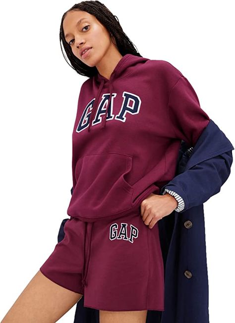 GAP Women's Logo Hoodie Hooded Pull-on Sweatshirt Gap Style, Gap Hoodie, Maroon Hoodie, Gap Logo, Hoodie Logo, Gap Women, Clothing Logo, Branded Sweatshirts, Women Pants Casual