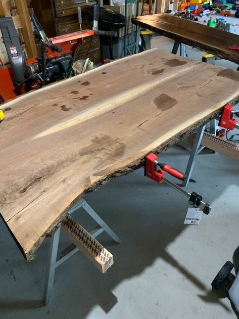 Live Edge Walnut Dining Table, Wood Slab Dining Table, Build A Farmhouse Table, End Table Makeover, Dining Table Makeover, Round Folding Table, Dining Room Interior, Nook Table, Wood Table Diy