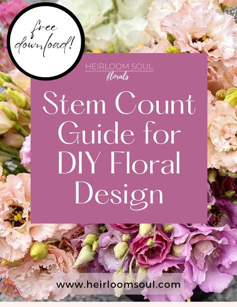 How to determine number of stems for bouquets, centerpieces, flower bar, flower crown, corsage, mason jar floral arrangements. Learn how to determine stem counts for wedding floral design. How many stems to use for wedding bouquets? How many flowers to use for DIY wedding bouquets? How to design DIY How Many Flowers For Centerpieces, How Many Stems Per Bouquet, Types Of Floral Arrangements, Floral Arrangement Recipe, Floral Recipes Flower Arrangements, How Many Flowers Do I Need For Wedding, Costco Flowers Wedding, Wedding Flower Arrangements Diy, Diy Flower Arrangements Centerpieces