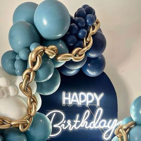 Annie Harutoonian on Instagram: "These balloon chains 💙⛓️ by @isas_eventi #theeventcollectivex" Balloon Chain, Balloon Decorations, Gold Chain, Balloons, Chain, Gold, On Instagram, Instagram