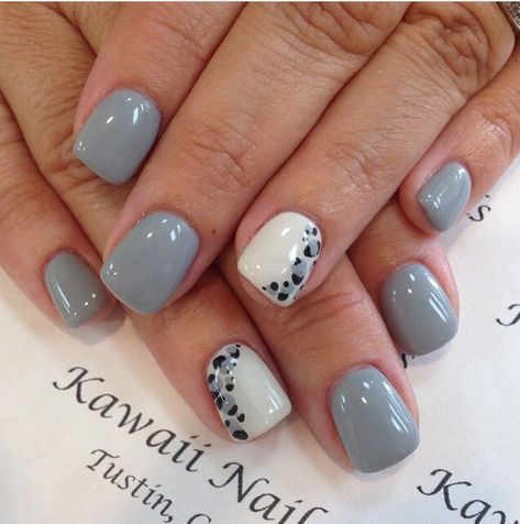 Gray And Blue Nails, Glitter Gel Nail Designs, Designs For Short Nails, Boho Nails, Gel Nails Diy, Simple Gel Nails, Print Nails, Leopard Nails, Pretty Nail Art Designs