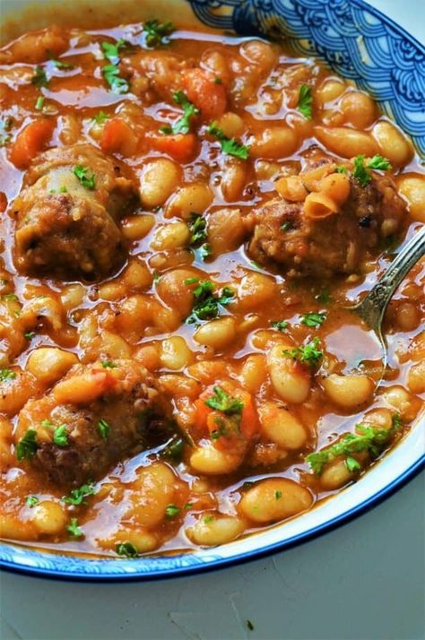 Herbed White Bean and Sausage Stew | Instant Pot Beans and Sausage (Video) » Foodies Terminal Hardy Soups, White Beans And Sausage, White Bean And Sausage, Instant Pot Beans, Sausage White Bean, Pot Beans, Cozy Soups, Exotic Recipes, Bratwurst Sausage