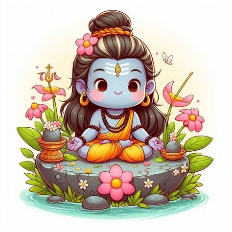 Cute Shiva, Pregnancy Drawing, Vedic Art, Om Namah Shivaya, Cute Cartoon Images, Cute Doodles Drawings, Anime Hair, Indian Gods, Cartoon Images