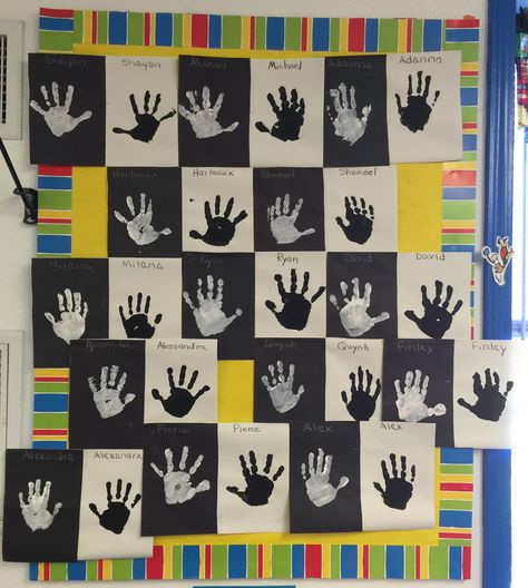 Opposites hand prints preschool Opposites Preschool Crafts Art, Pre K Opposite Activities, Opposite Art Preschool, Opposites Lesson Plans Preschool, Opposites Kindergarten Activities, Light And Dark Preschool Theme, Light And Dark Infant Activities, Opposites Art Ideas, Opposite Preschool Crafts