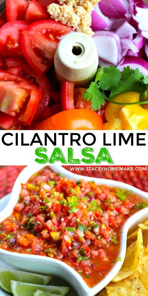 Roma Tomato Recipes, Cilantro Lime Salsa, Salsa Canning Recipes, Fresh Salsa Recipe, Vegan Appetizers Recipes, Easy Salsa Recipe, Fresh Tomato Recipes, Homemade Salsa Recipe, Lime Recipes