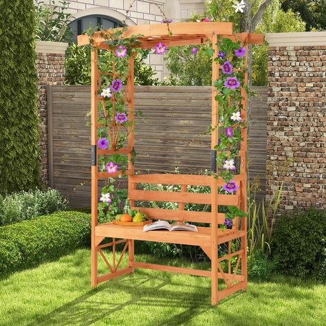 Pergola Bench, Garden Arbor Ideas, Arched Roof, Arbor Ideas, Plants Vines, Arbor Bench, Garden Archway, Climbing Trellis, Exquisite Gardens