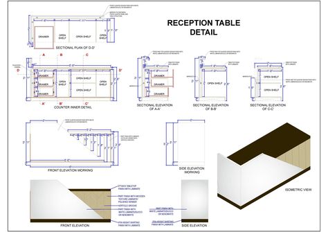 Modern Reception Desk Cad Block and Drawing | Plan n Design Reception Table Detail Drawing, Reception Desk Detail Drawing, Counter Detail Drawing, Reception Desk Drawing, Cashier Design, Reception Desk Plans, Reception Desk Dimensions, Counter Detail, Modern Reception Desk Design