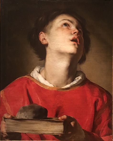 Bernardo Cavallino, Saint Stephen, ca 1640-45, 62x49cm, Giacometti Old Master Paintings. TEFAF 2018. Saint Stephen Martyr, Masters Paintings, Ignatius Of Antioch, Saint Lucy, Liturgical Year, St Stephen, Master Paintings, Saint Stephen, Saint Nicholas