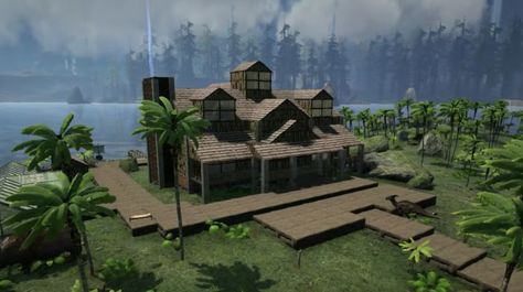 ARK Survival Evolved, huge house design. Ark House Designs, Ark Survival Evolved Bases Ideas, Ark Base Design, Rust Base Design, Ark Survival Evolved Tips, Ark Builds, Ark Survival Evolved Bases, Building A Wooden House, Base Ideas