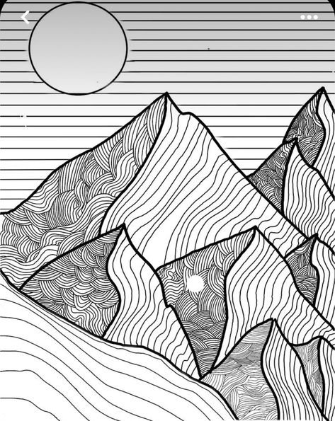 Zentangle Mountains, Mountain Line Art, Fineliner Drawing, Fineliner Art, Nature Art Drawings, Pen Art Drawings, Zen Doodle Art, Theme Nature, Sharpie Art