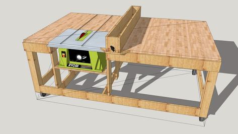 Ryobi Table Saw Workbench, Table Saw Ryobi, Table Saw Extension Diy, Diy Table Saw Workbench, Table Saw Projects, Home Made Table, 10 Inch Table Saw, Ryobi Table Saw, Table Saw Extension