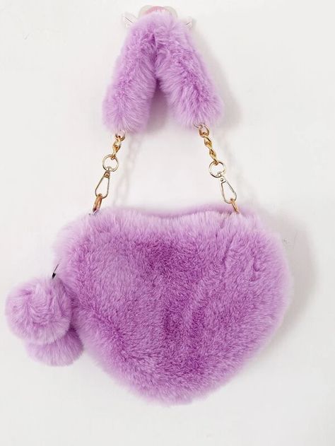 Purple Preppy, Cute Small Purse, Pom Pom Decor, Preppy Bags, Coach Leather Bag, Fur Handbags, Leather Tote Purse, Novelty Bags, Style Preppy