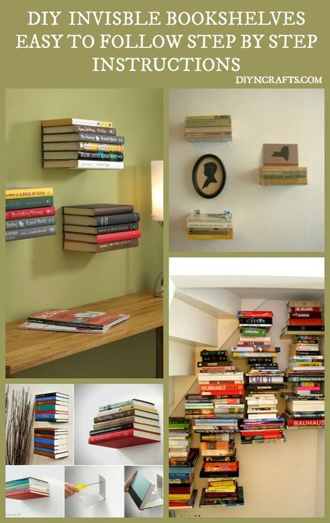 Beautiful and Unique Home Décor DIY – Install Invisible Bookshelves. #DIY #Home #Decor Invisible Bookshelves, Invisible Bookshelf, Invisible Shelves, Shelves For Books, Bookshelves Diy, Interior Design Diy, Décor Diy, Diy Installation, Diy Shelves