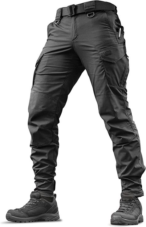 M-Tac Aggressor Flex - Tactical Pants - Men Black Cotton with Cargo Pockets (Black, 28W x 30L) at Amazon Men’s Clothing store Black Tactical Pants, Mens Tactical Pants, Men's Cargo Pants, Cyberpunk Clothes, Tactical Clothing, Tactical Pants, Suit Design, Suit Designs, Cargo Pants Men