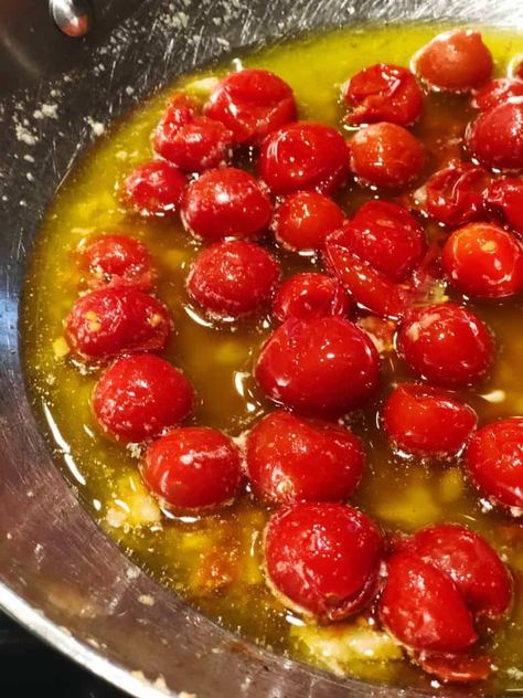 Sauteed Cherry Tomatoes, Freezing Cherry Tomatoes, Burst Cherry Tomatoes, Canning Cherry Tomatoes, Easy Marinara Sauce, Tomato Pasta Recipe, Cherry Tomato Recipes, Cherry Tomato Sauce, Frozen Pasta