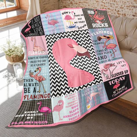 Flamingo Quilt Pattern, Flamingo Crochet Pattern Free Blanket, Flamingo Collage, Flamingo Scrapbook Layouts, Pinkerton Flamingo Quilt, Flamingo Print Pattern, Flamingo Blanket, Throw Bed, Flamingo Color