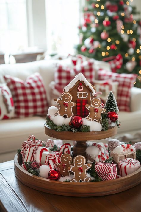 17 Best Christmas Coffee Table Decor Ideas Small Christmas Living Room Decor, Living Room Table Christmas Decor Ideas, Christmas Accent Table Decor, Christmas Tray Styling, Tiered Tray Christmas Decor, Christmas Decor Ideas For Living Room Cozy, Christmas Countertop, Christmas Decor Coffee Table, Christmas Tray Decor Ideas