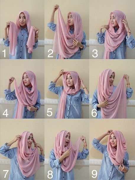 2d98f78dace65f276ed99f6460530c25 Layered Hijab, Hijab Styles For Party, Fashion Hijab Style, Hijab Turban Style, How To Wear Hijab, Simple Hijab Tutorial, Hijab Inspiration, Estilo Hijab, Style Tutorial