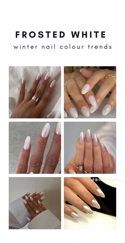 Frosted White Nails, Frosted Nails, Nail Color Trends, Nail Colors Winter, Metallic Nails, Chic Nails, Nude Nails, Blue Nails, Black Nails