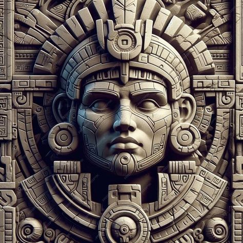 Premium Photo | Guardian of Time Ancient Mayan Deity Carved in Stone Mayan Mandala, Aztec Pictures, Aztec Warrior Tattoo, Mayan Temple, Aztec Artwork, Aztec Tattoo Designs, Ancient Aztecs, Mexican Culture Art, Mayan Art