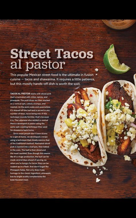 Street tacos al pastor Street Tacos Al Pastor, Tacos Al Pastor, Mexican Street Food, Street Tacos, Mexican Street, Street Food, Tacos, Pineapple, Ethnic Recipes