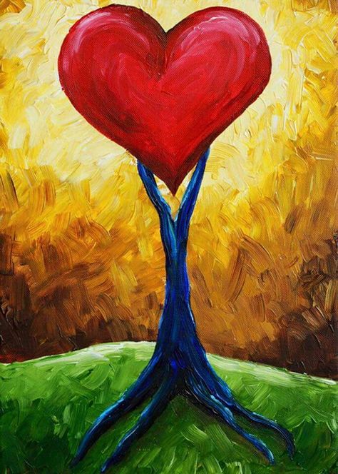 Heart Best Abstract Paintings, Abstract Love, Art Amour, Images D'art, Rock Painting Ideas Easy, Soyut Sanat Tabloları, Heart Painting, Heart Tree, Christmas Paintings