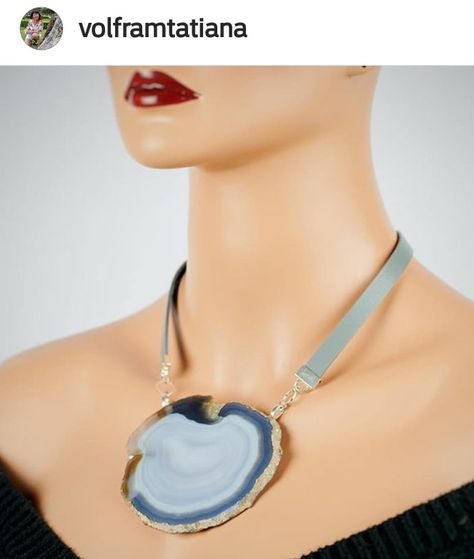 Handmade Agate Pendant Necklace, Agate Slice Jewelry, Luxury Agate Statement Necklaces, Agate Necklaces, Agate Slice Necklace, Nature-inspired Agate Necklace With Large Pendant, Necklace Ideas, Agate Slice, Beaded Jewelry Designs