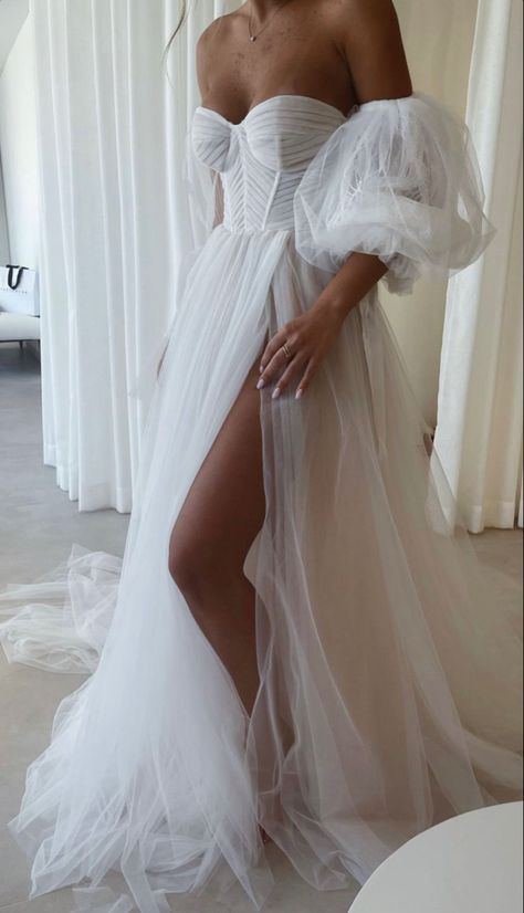 Off Shoulder With Sleeves Wedding Dress, Tulle Wrap Wedding Dress, Danceable Wedding Dress, Aleena Lena Wedding Dress, Romantic Aline Wedding Dress, Boho Tulle Wedding Dress, Tom Sebastian Wedding Dress, Unique Modern Wedding Dress, Pleated Tulle Wedding Dress