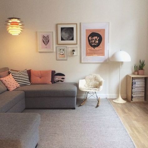 Peach Living Room, Peach Living Rooms, Cute Living Room, Living Room Decor Gray, Living Room Color Schemes, Trendy Living Rooms, Art Life, Living Room Grey, Instagram Likes