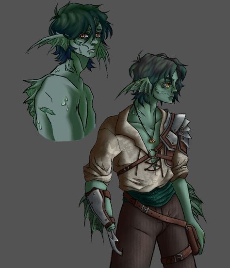 Seafolk Fantasy Art, Deep Sea Triton Dnd, Triton Character Art, Triton Pirate, Aquatic Elf Male, Sea Elf Male, Triton Dnd Male, Triton Fighter, Triton Bard