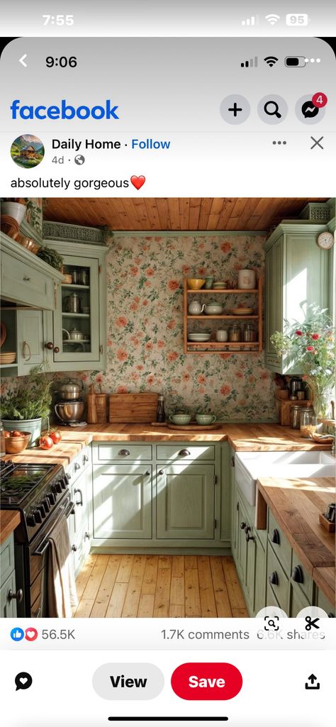 Granny House, Aesthetic Interior, Single Wide, House Aesthetic, Modern Farmhouse Exterior, Farmhouse Exterior, Kitchen Wallpaper, Garage House, Cottage Kitchen