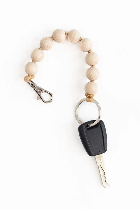 SEARCH - SHOP YUCCA Wooden Bead Keychain, Wooden Bead Bracelet, Keychain Craft, Beaded Keychain, Beaded Keychains, Key Holder, Metal Rings, Ring Bracelet, Wooden Beads