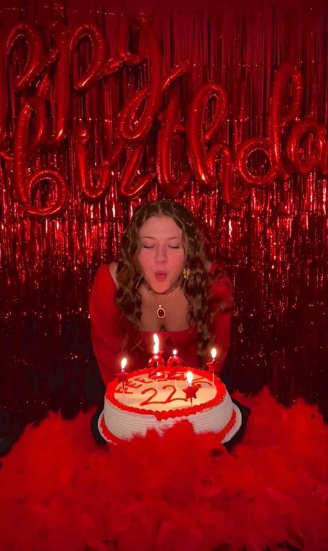 Red Aesthetic Party Decor, Taylor Swift Red Party Theme, Birthday Theme 22 Years Old, 18th Birthday Party Red Theme, Aries Party Decorations, Red Party Theme Decorations, Red Birthday Theme Woman, Birthday Red Theme Decoration, Red Hot Party Theme