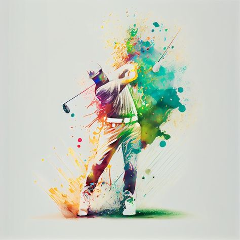 Golf Tumbler Ideas For Men, Golf Artwork Illustrations, Golf Painting Ideas, Golf Paintings, Gold Mural, Golf Artwork, Golf Painting, Identity Card Design, Digital Pictures