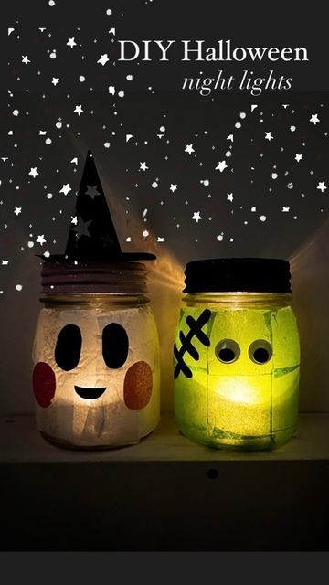 Fall Mason Jar Crafts Tea Lights, Spooky Lantern Diy, Mummy Jar Lanterns, Jar Lanterns Diy, Mason Jar Halloween Decorations, Candle Jars Crafts, Kids Lantern, Pet Ghost, Fall Mason Jar Crafts