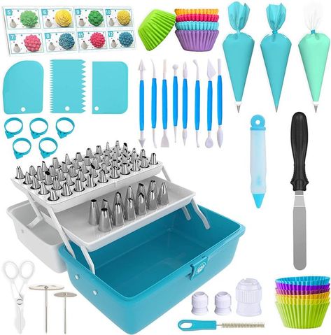 Piping Bags and Tips Set Cake Decorating Kit with 62 Piping Tips Cake Decorating Supplies with Frosting Tips and Bags Cupcake Decorating Kit Cookie Decorating Supplies Piping Tips Cake, Cake Nozzles, Turntable Cake, Cake Decorating Kit, Princess Cupcake Toppers, Cookie Decorating Supplies, Fondant Tools, Beautiful Cake Designs, Cake Kit