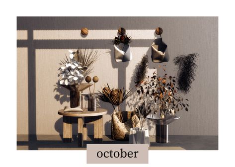 october. | sundays on Patreon Silver Dollar Plant, Basket Furniture, Poppy Seed Pods, Minimalist Fireplace, Sims 4 Patreon, Linen Baskets, Types Of Shapes, Dry Plants, Dry Flower