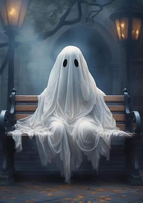 Ghost Sitting, A Ghost, Ghost, Halloween, Art