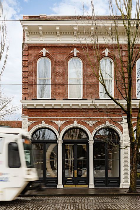 Historic Railway Building Transformed into Office by Jessica Helgerson Jessica Helgerson Interior Design, Jessica Helgerson, Maple Floors, Building Front, Downtown Portland, Huge Windows, Old Bricks, Bachelor Of Fine Arts, World Religions