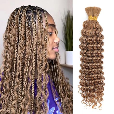 PRICES MAY VARY. 🌹Bulk Human Hair for Braiding Material🌹：Our Deep Wave Bulk Human Hair Extensions are Made with 100% Brazilian Virgin Human Hair，No Weft Grade 9A Brazilian Deep Wave Human Hair Bundles; 🌹Deep Wave Bulk Human Hair of Texture🌹：Silky, Smooth Curls that Gradually Stretch Out，Looks and Feels Incredibly Natural，Can be Styled in Various Ways 🌹High Quality Bulk Human Hair for Braiding Wet and Wavy🌹: This Micro Braiding Hair Human Hair are Comfortable, lightweight Extensions, Our Bu Human Hair Braiding Hair, Goddess Braids Updo, Braids Goddess, Human Hair For Braiding, Micro Braids Hairstyles, Braided Buns, Braids Updo, Jet Black Hair, Micro Braids