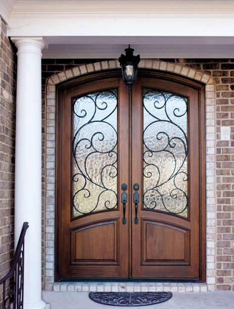 Exterior Doors,Exterior Doors Wooden Gate Door, Pintu Interior, Wrought Iron Front Door, Iron Front Door, Wood Entry Doors, Wood Exterior Door, Double Door Design, Double Entry Doors, Door Entryway