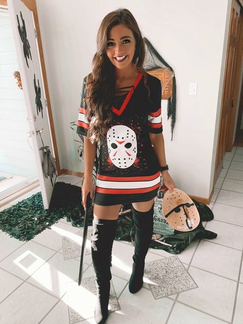 Female Jason Halloween Costume, Women’s Jason Costume, Cute Jason Costume, Girl Jason Halloween Costume, Jason Women Halloween Costume, Womens Jason Costume, Female Jason Costume, Diy Jason Costume Women, Jason Vorhees Costume Women