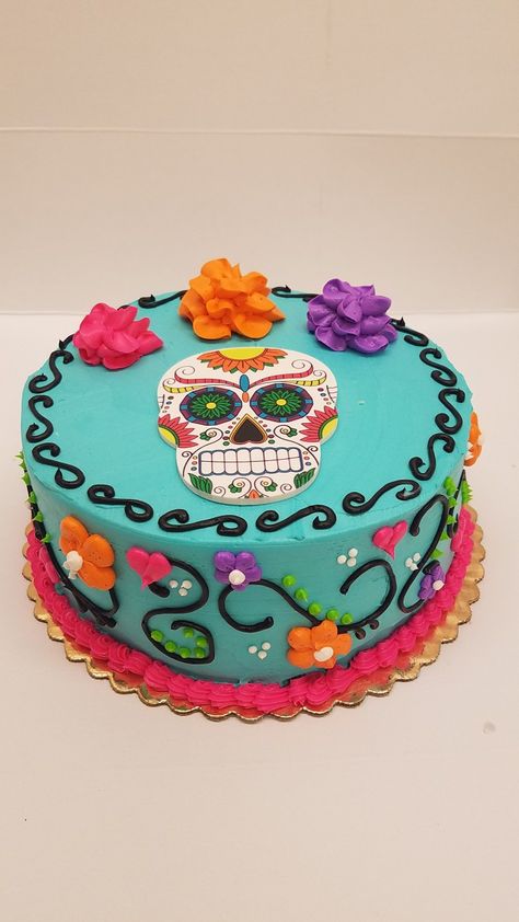 Sugar skull Dia de Los Muertos cake Dia De Muertos Cake Ideas, Skull Cakes Ideas, Day Of The Dead Cake Ideas, Dia De Los Muertos Cake Ideas, Coco Cake Ideas, Day Of The Dead Birthday Party, Dia De Los Muertos Birthday Party Ideas, Skull Cake Ideas, Coco Birthday Cake