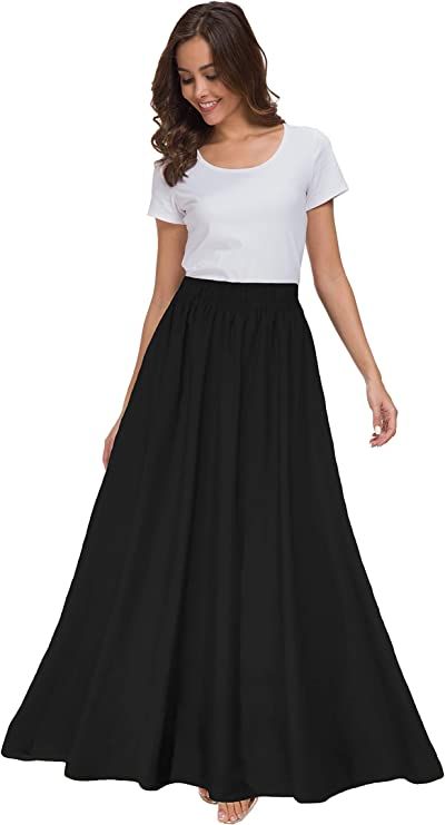 Sinono Womens Chiffon Retro Maxi Skirt Vintage Ankle-Length Skirts Ankle Length Skirt Outfit, Sarah Sanderson Costume, Skirt Outfit Casual, Maxi Skirt Vintage, Peasant Skirt, Solid Skirt, Ankle Length Skirt, Heels High, Skirt Vintage